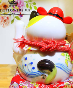 Mèo Thần Tài Vẫy Tay Trái - Lộc Tiến Vinh Hoa